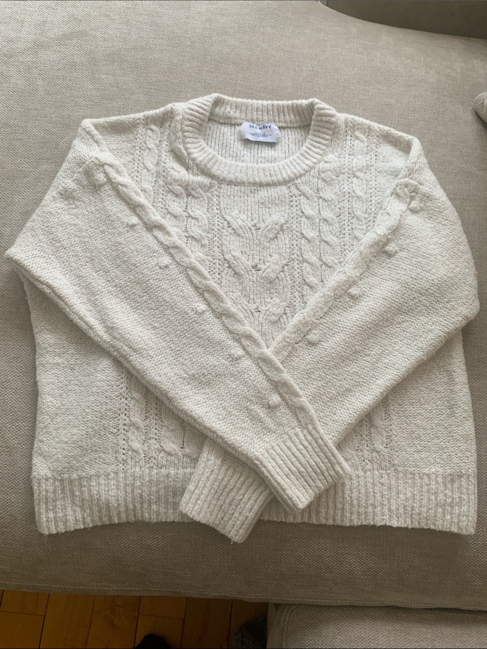 Old Navy Cream Cable-Knit Crewneck Sweater